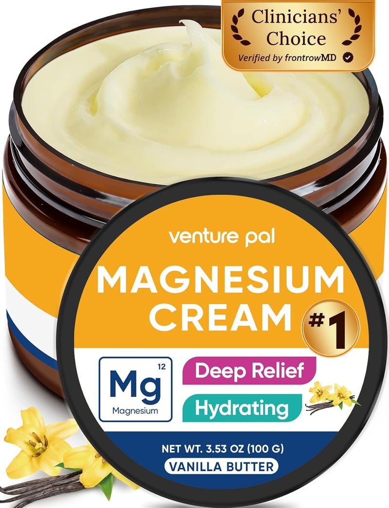 Venture Pal Magnesium Lotion, Topical Magnesium Cream, Leg & Muscle Relaxation with Coconut Oil, Shea Butter & Hyaluronic Acid, Safe for Kids - Image 1
